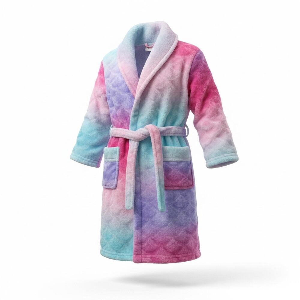 XOXO Girl Toddler Tie Dye Plush Robe Pink Blue Purple Size 3T